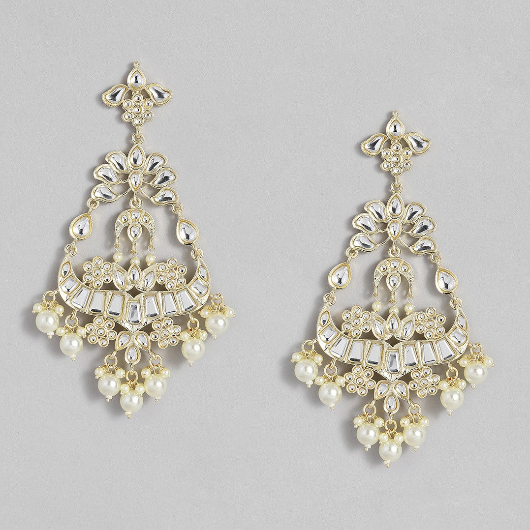 Gold-Toned Contemporary Drop Earrings