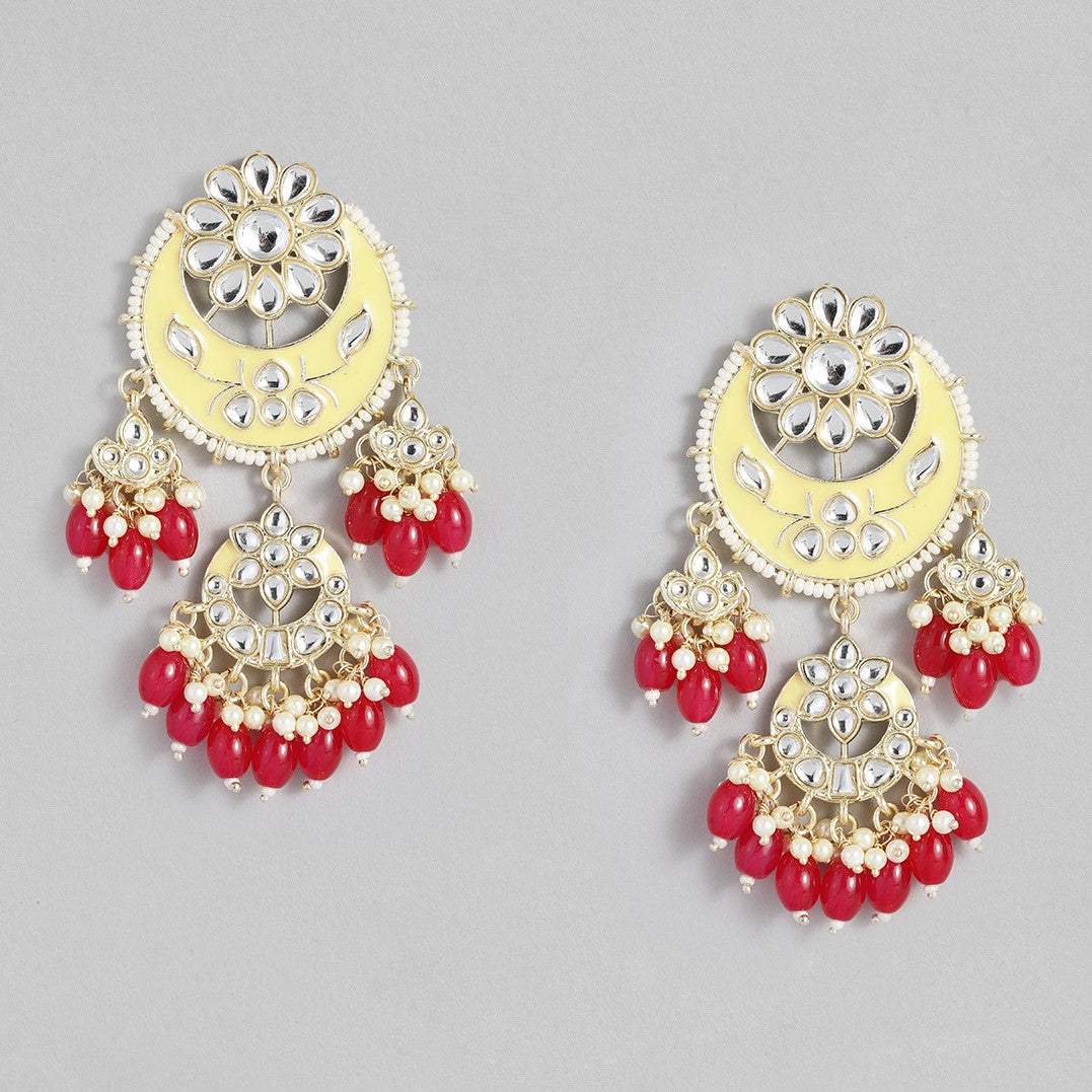 Yellow & Red Contemporary Drop Earrings