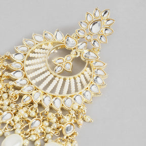 Gold-Toned & White Classic Drop Earrings