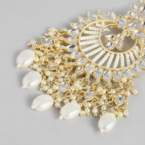 Gold-Toned & White Classic Drop Earrings