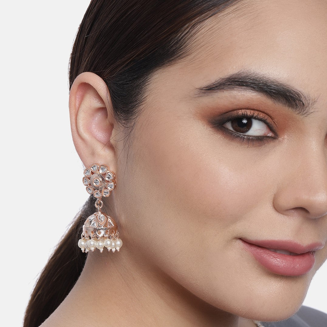 Laida Rose Gold Dome Shaped Jhumkas Earrings