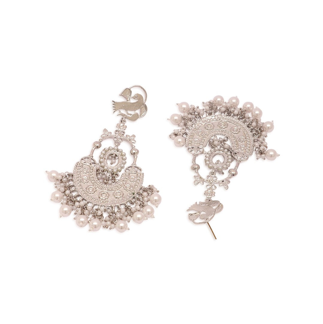 Silver-Plated Contemporary Chandbalis Earrings