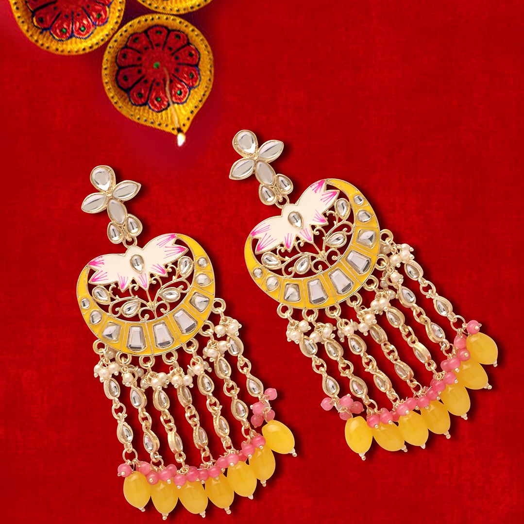 Oversized Kundan Pippal Patti Golden Earrings Tikka Set – Amazel Designs