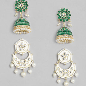 Gold-Plated Set of 2 Mehendi Function Earrings