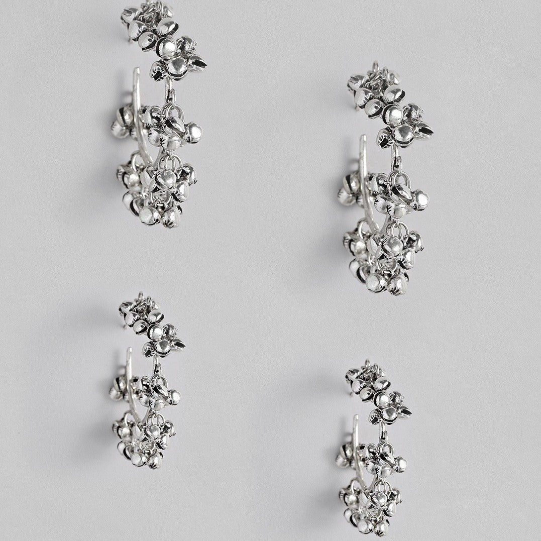 Laida Oxidized Silver-Plated Set of 2 Hoop Earrings