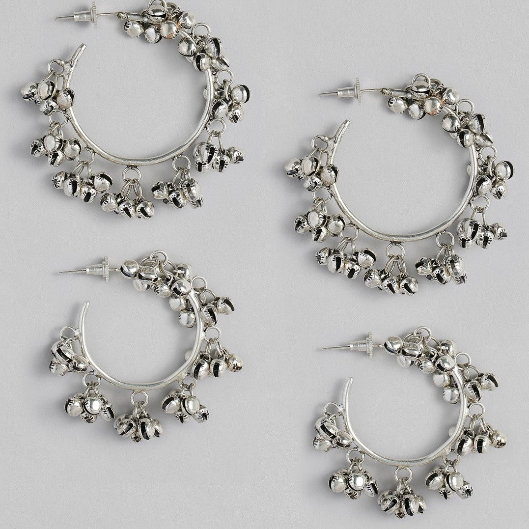 Laida Oxidized Silver-Plated Set of 2 Hoop Earrings
