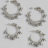 Oxidized Silver-Plated Set of 2 Hoop Earrings