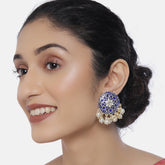 Gold-Plated & Blue Kundan Studded Classic Studs