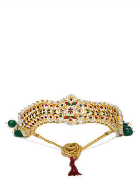 Laida Women Gold-Plated & Green Kundan Studded Jewellery Set