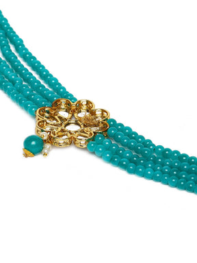 Laida Women Gold-Plated & Turquoise Blue Jewellery Set With Maangtika