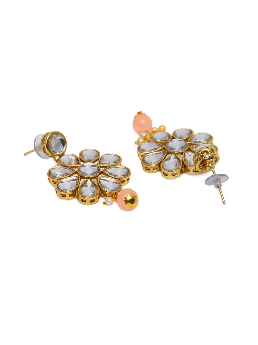 Laida Women Gold-Plated & Peach-Coloured Jewellery Set With Maangtika