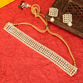 LAIDA Kundan Choker with Stud Earring