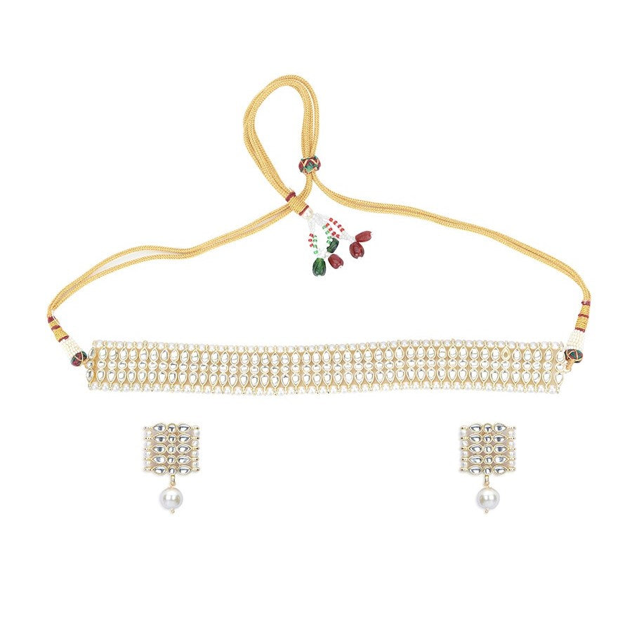 LAIDA Kundan Choker with Stud Earring