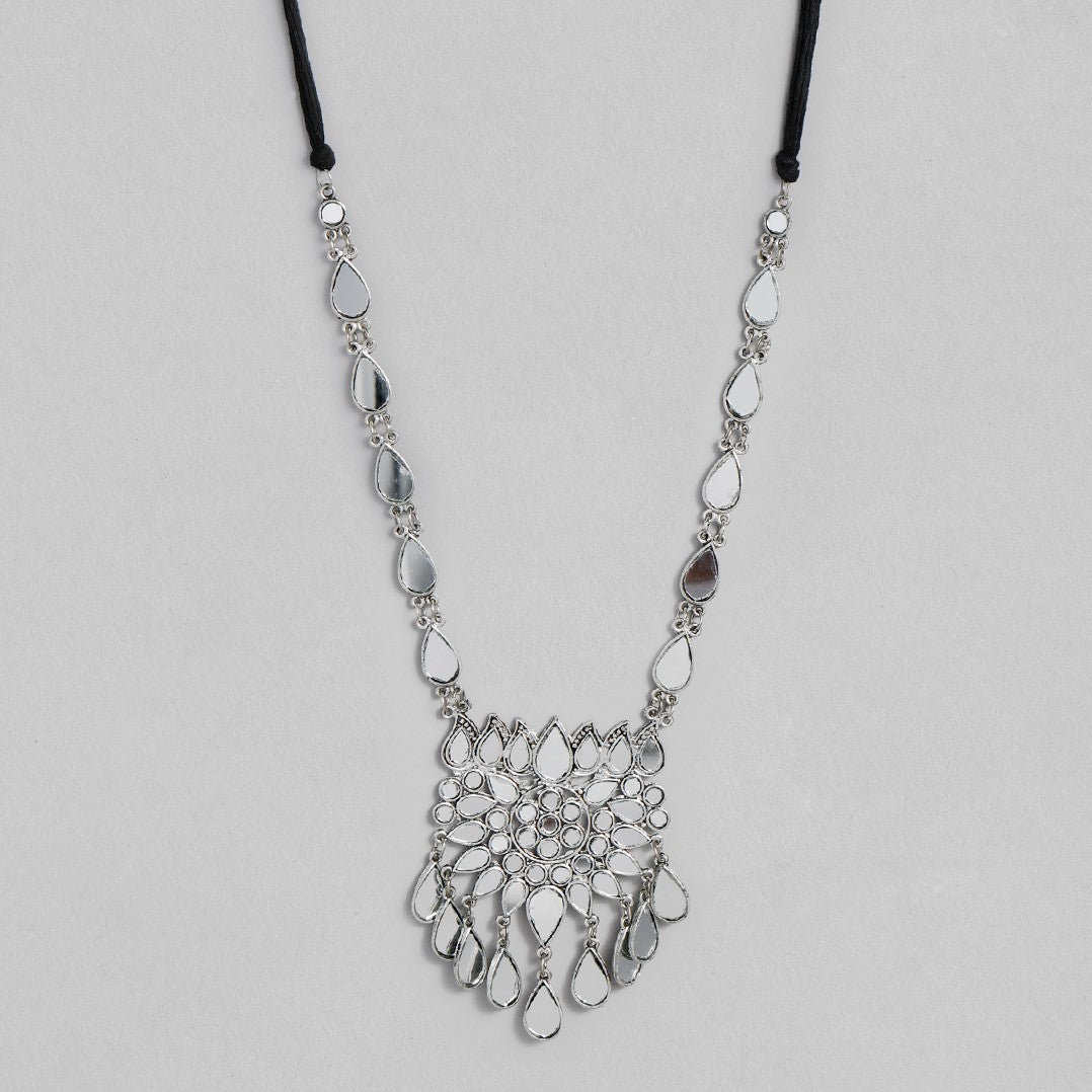 Laida Oxidised Silver-Plated Mirror Work Handcrafted Necklace