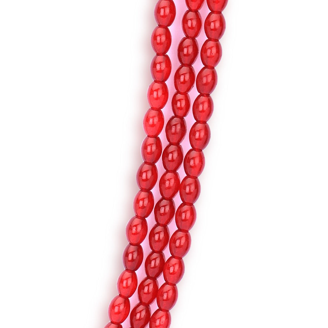 Laida Three layer Maroon Oval Beads Necklace