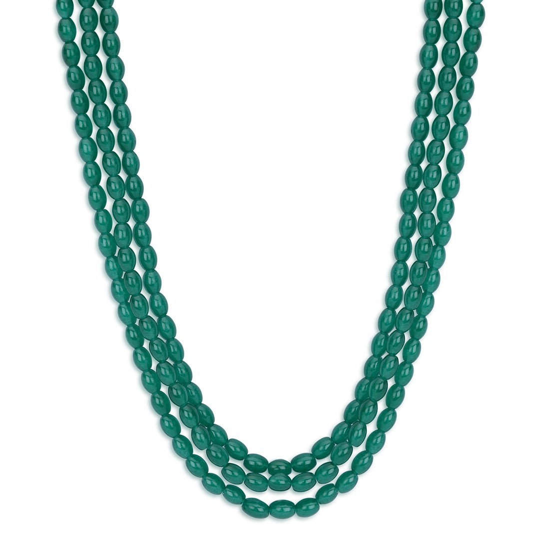 LAIDA Three layer Green Oval Beads Necklace