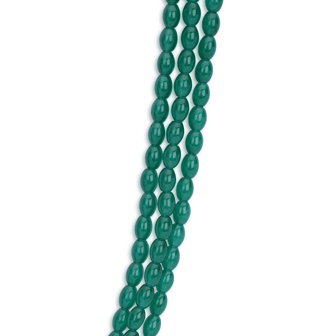 LAIDA Three layer Green Oval Beads Necklace