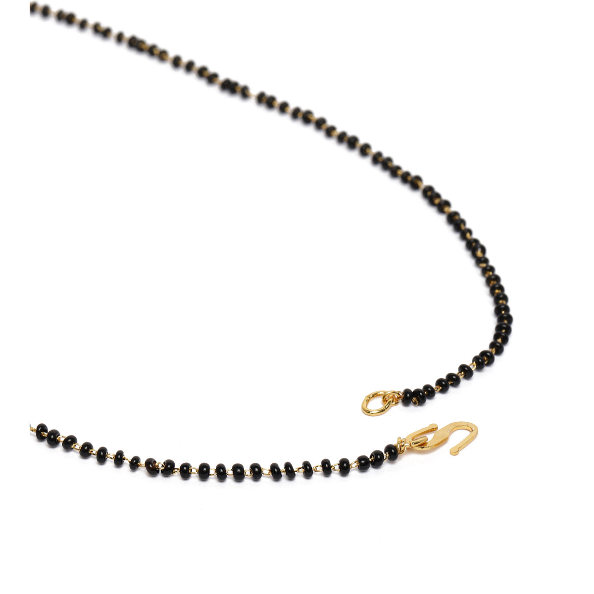 LAIDA Gold-Plated & Black Leaf Design Mangalsutra With Earrings