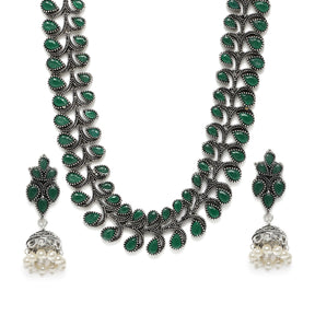 Laida Green Silver-Plated Oxidized Handcrafted Jewellery Set