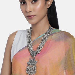 LAIDA Oxidised Silver-Plated Ghungroo Layered Handcrafted Necklace