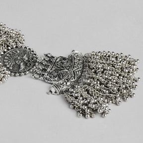 LAIDA Oxidised Silver-Plated Ghungroo Layered Handcrafted Necklace