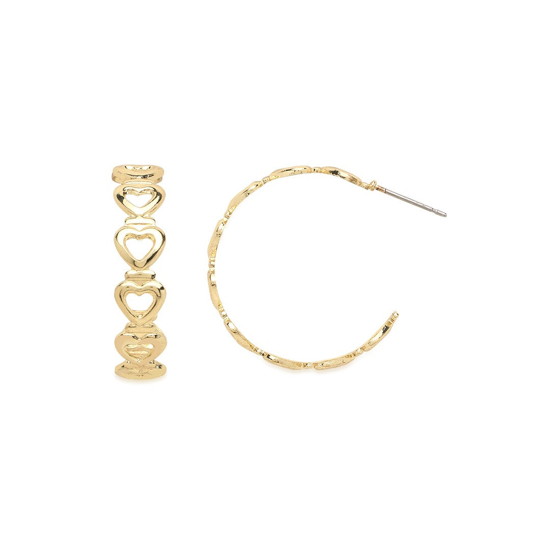 Pearl Resin Heart Huggie Hoop Earrings in Gold | Lisa Angel