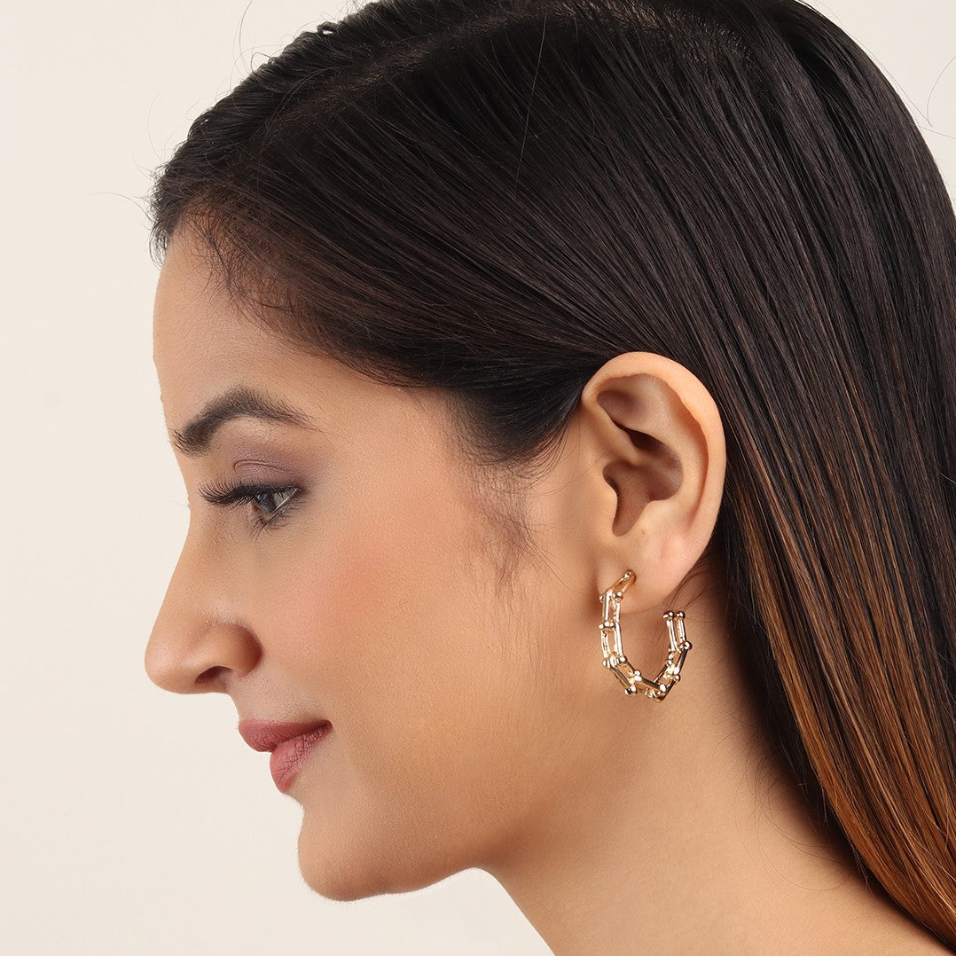 Laida Gold-Plated Circular Half Hoop Earrings