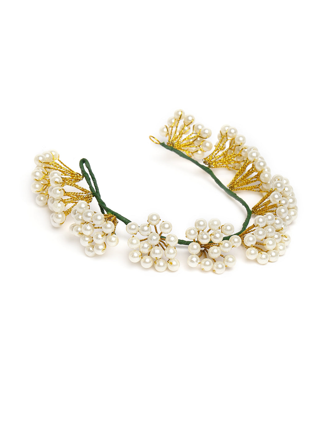 Laida White & Gold-Toned Handcrafted Embellished Bun Accessory