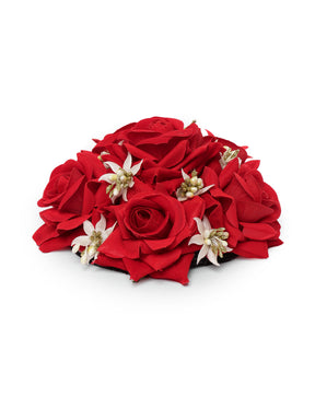 Laida Women Red Embellished Floral Hair Bun Cover