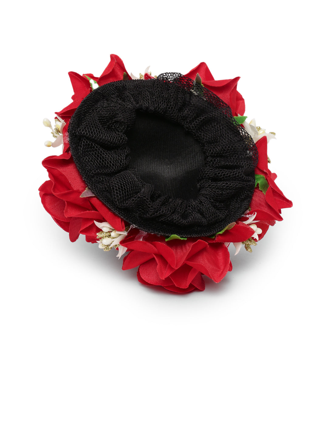 Laida Women Red Embellished Floral Hair Bun Cover