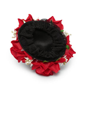 Laida Women Red Embellished Floral Hair Bun Cover