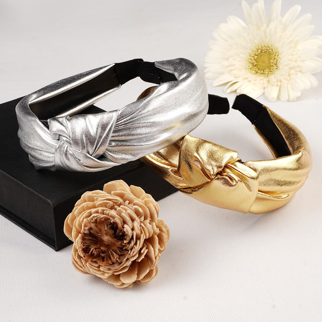 Laida Set of 2 Gold & Silver-Toned Knotted Metallic Hairbands