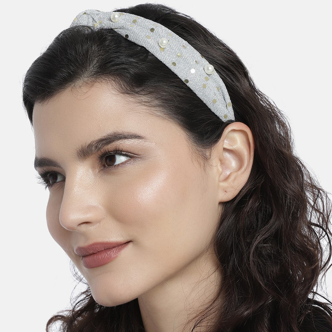 Laida Women Off White Embellished Hairband