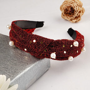 Laida Red Bead and Sequin Embellished Hairband