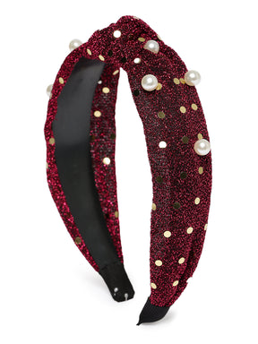 Laida Red Bead and Sequin Embellished Hairband