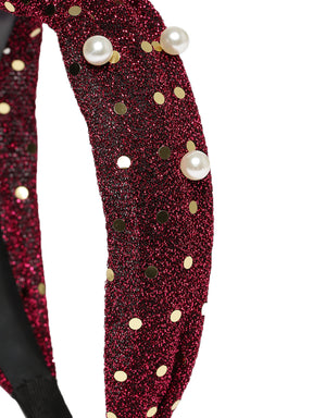 Laida Red Bead and Sequin Embellished Hairband