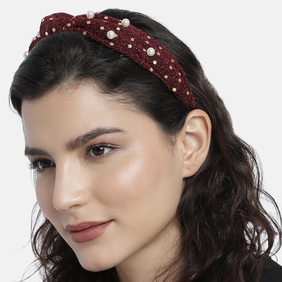 Laida Women Maroon Embellished Hairband