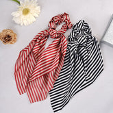 Laida Set of 2 Striped Scrunchies with Knot Detail