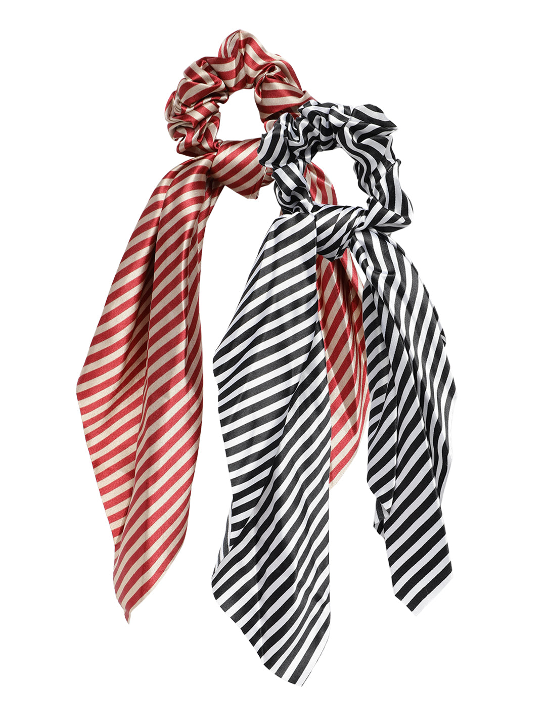 Laida Set of 2 Striped Scrunchies with Knot Detail