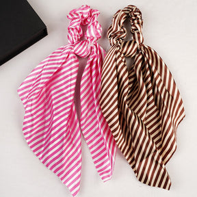 Laida Set of 2 Striped Scrunchies With Knot Detail