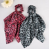 Laida Women Red & Grey Set of 2 Animal Print Ponytail Holders with Knot Detail