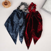 Laida Women Blue & Maroon Set of 2 Ponytail Holders with Knot Detail