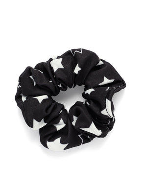 Women Set of 6 Black & White Star Printed Hair Scrunchies