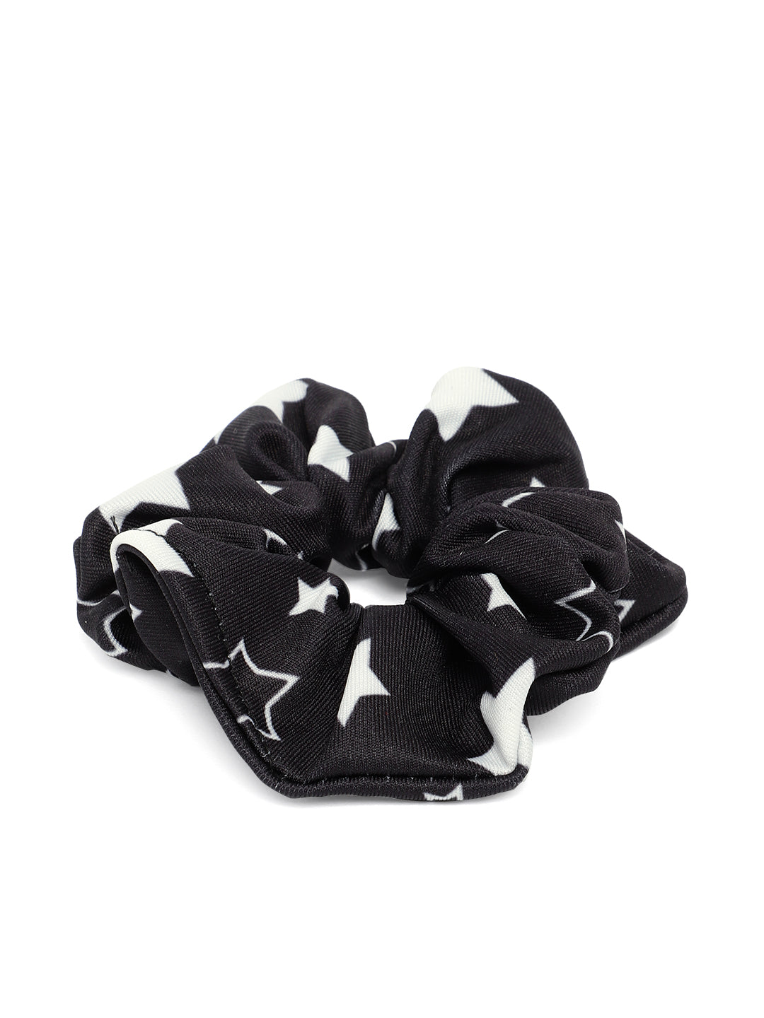 Women Set of 6 Black & White Star Printed Hair Scrunchies