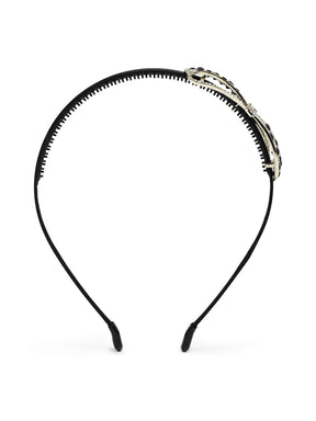 Girls Black Bow Rhinestone Studded Hairband