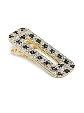 Women Black & Transparent AD-Studded Embellished Alligator Hair Clip