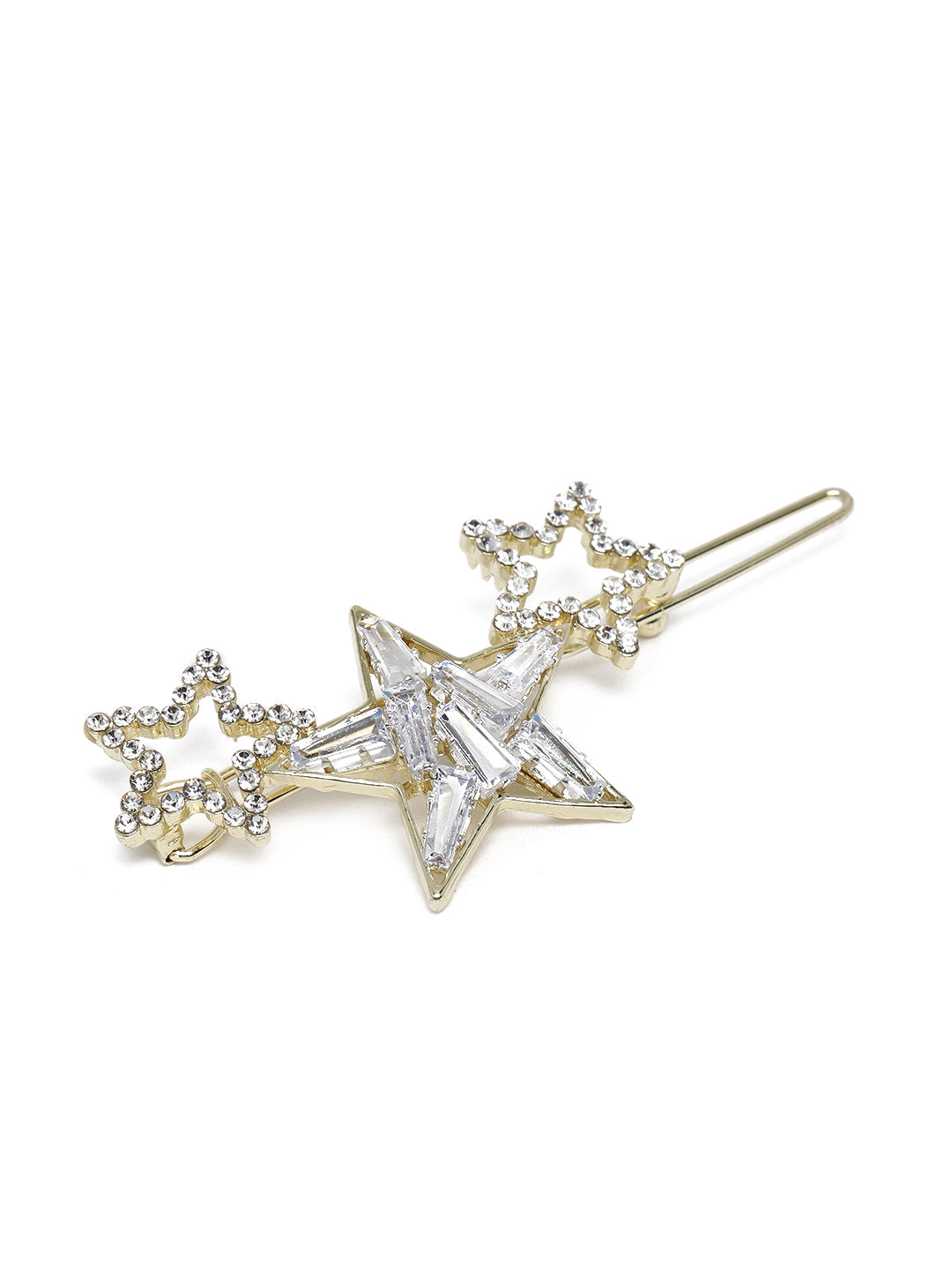 Women Gold-Toned & Transparent Star-Shaped AD-Studded Bobby Pins