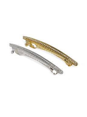 Laida Women Set of 2 Embellished Silver-Toned & Gold-Toned French Barrette