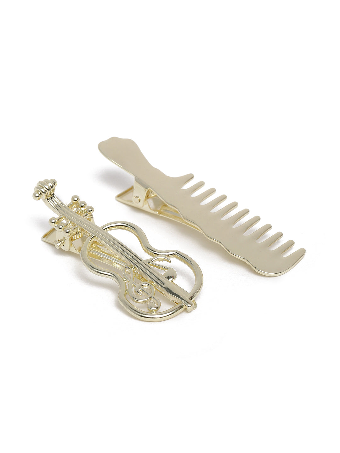 Laida Women Set of 2 Silver-Toned & Gold-Toned Alligator Hair Clip