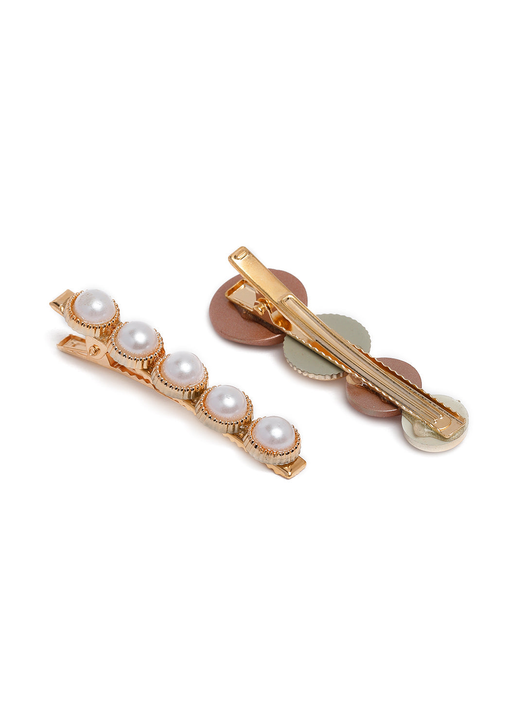 Laida Women Gold-Toned & Pink Set of 6 Embellished Alligator Hair Clip